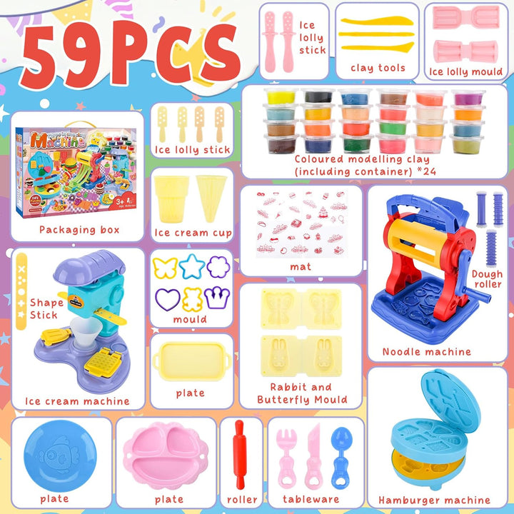 Knete Set Knetwerkzeug für Kinder, Knete Dough Set für Kinder,Kitchen Creations Eismaschine Burgerma