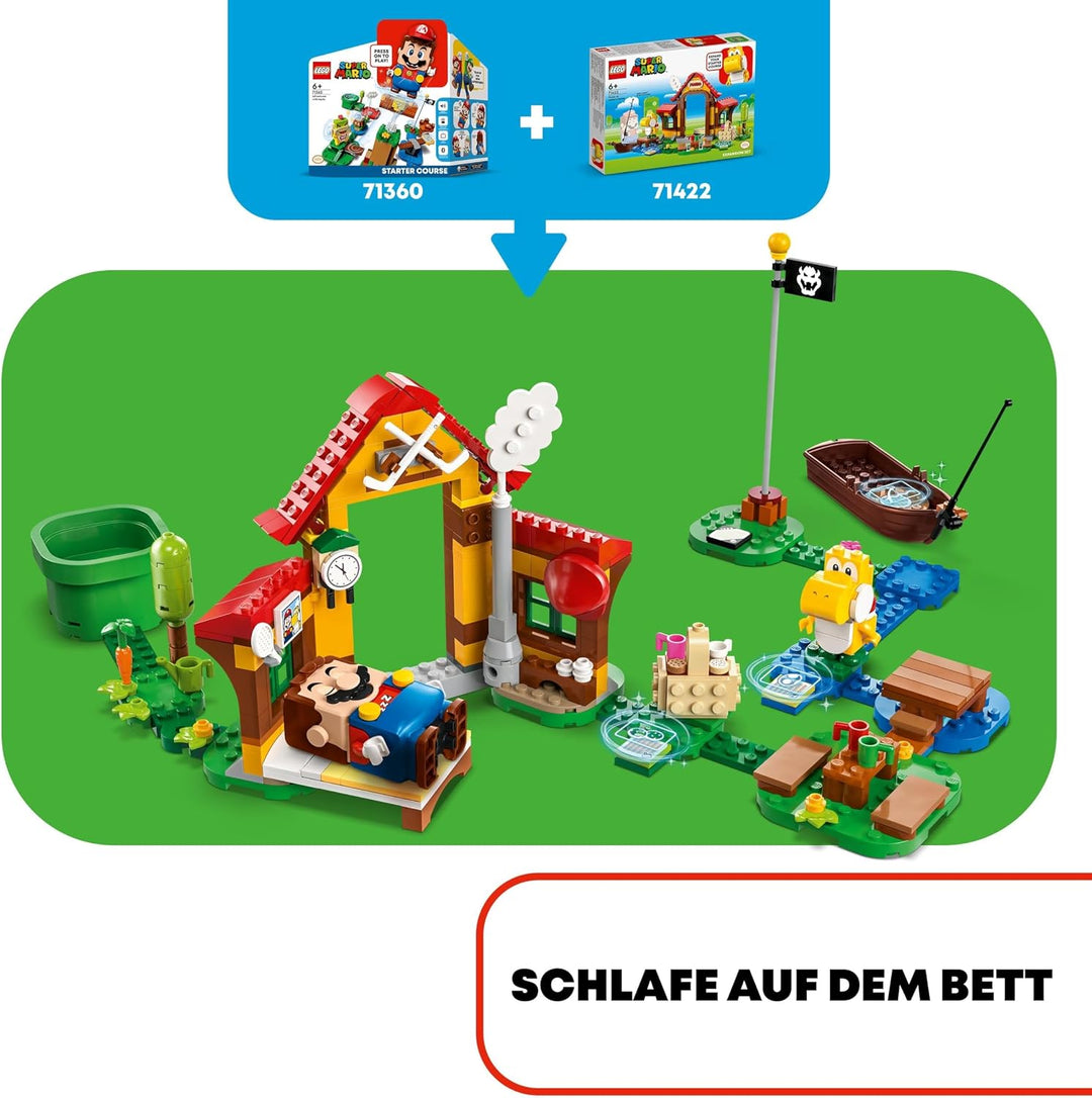 LEGO 71422 Super Mario Picknick bei Mario – Erweiterungsset, Spielzeug mit gelber Yoshi-Figur zum Ko
