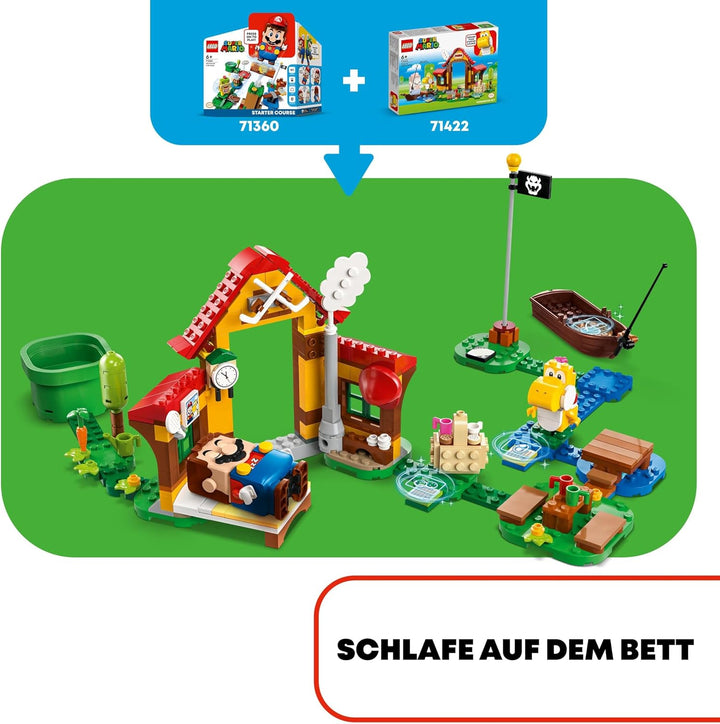 LEGO 71422 Super Mario Picknick bei Mario – Erweiterungsset, Spielzeug mit gelber Yoshi-Figur zum Ko