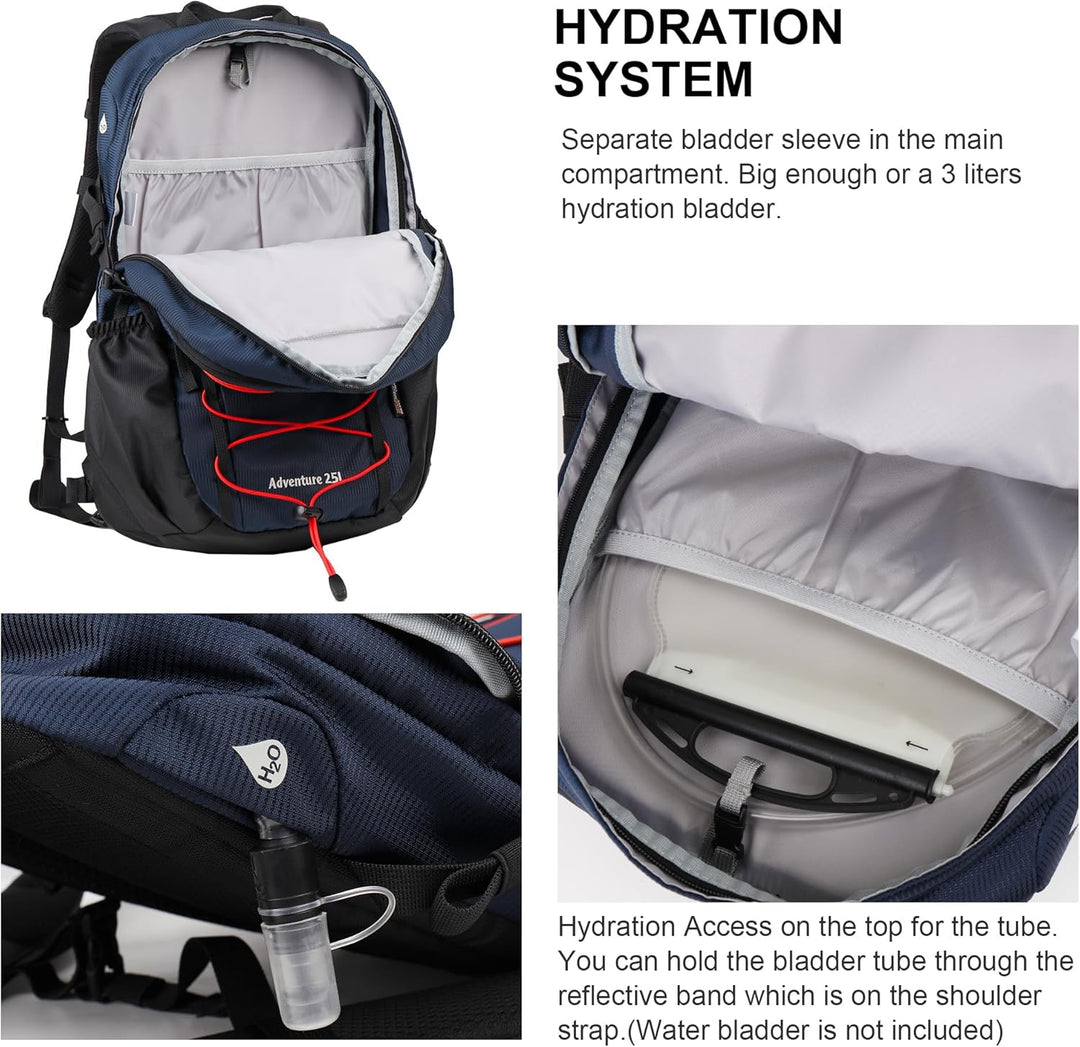 Mountaintop 25L/30L Wanderrucksack Daypack Damen Herren für Tageswanderungen, Outdoor, Radtouren 25L