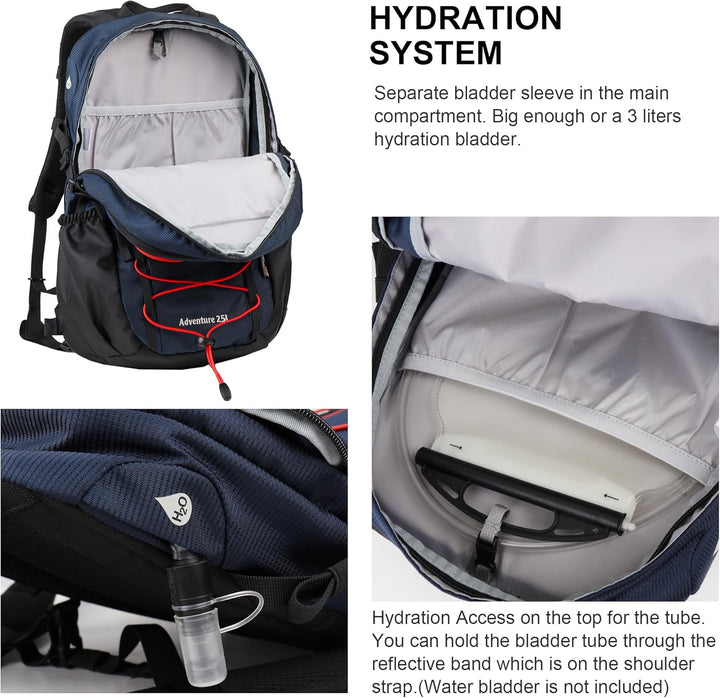 Mountaintop 25L/30L Wanderrucksack Daypack Damen Herren für Tageswanderungen, Outdoor, Radtouren 25L