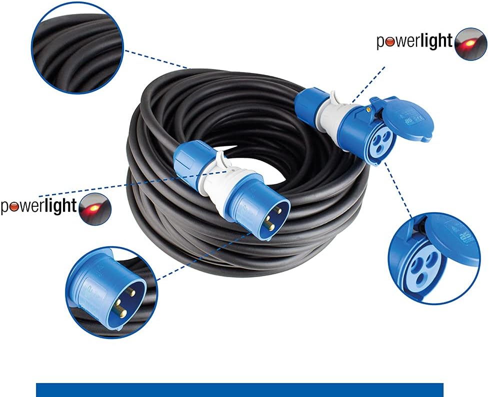 as - Schwabe CEE Outdoor-Verlängerungsleitung 10m mit neuer powerlight Spannungsanzeige, CEE-Stecker