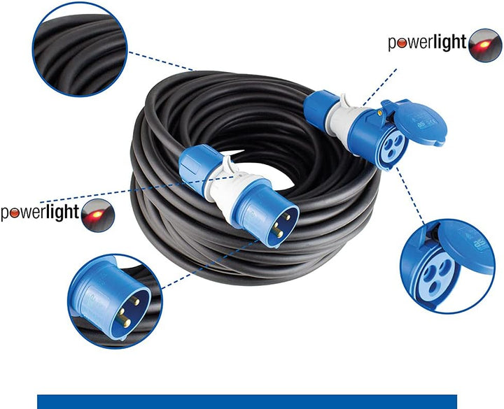 as - Schwabe CEE Outdoor-Verlängerungsleitung 10m mit neuer powerlight Spannungsanzeige, CEE-Stecker