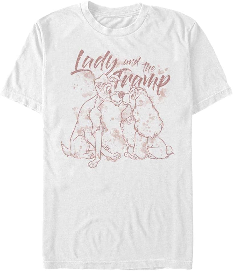 Disney Classics Unisex The Lady Tramp Lineart Organic Short Sleeve T-Shirt XXL Weiss, XXL Weiss