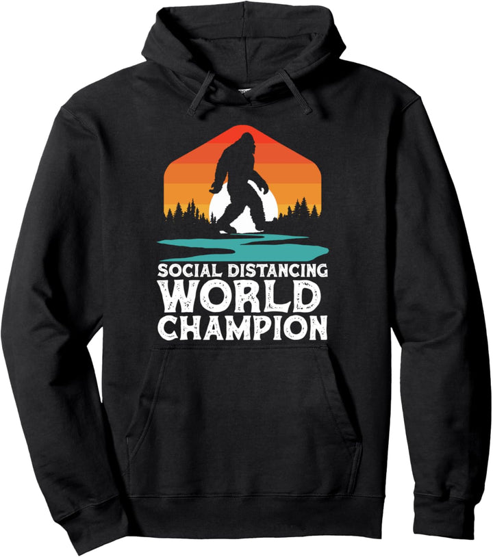 Social Distancing World Champion Funny Bigfoot 2020 Pullover Hoodie