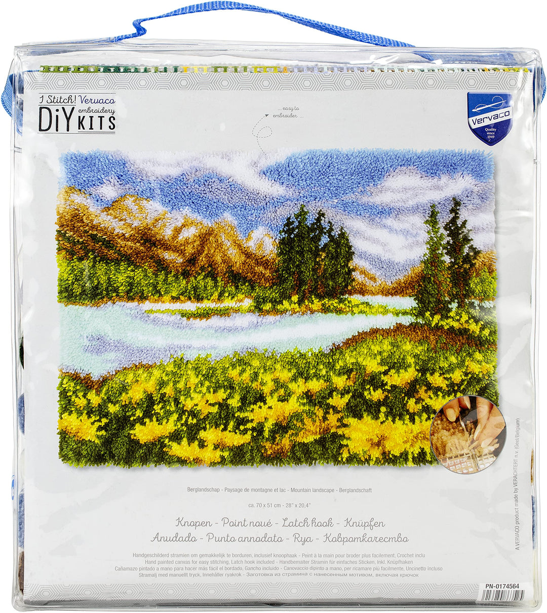 Vervaco PN-0174564 Berglandschaft Knüpfpackung Teppich, Baumwolle, mehrfarbig, ca. 70 x 51 cm / 28"