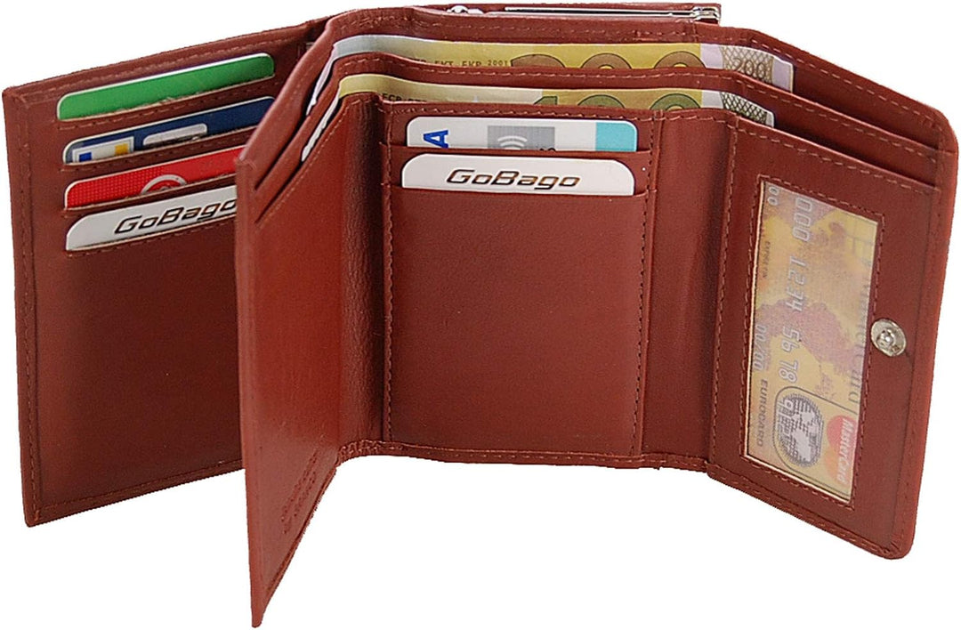 Branco Damen Geldbörse Leder 6 Farben, Portemonnaie Geldbeutel mit Metall Bügel, Knipser (Braun), Br