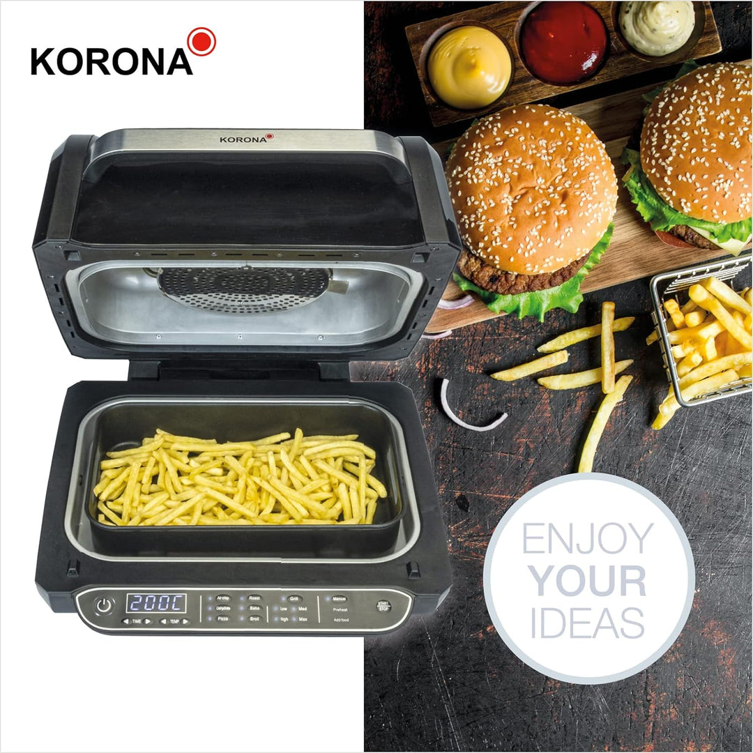Korona 46160 8in1-Multifunktionsgrill| | Elektrogrill, Heissluftfritteuse, Backofen, Pizzaofen, Dörr