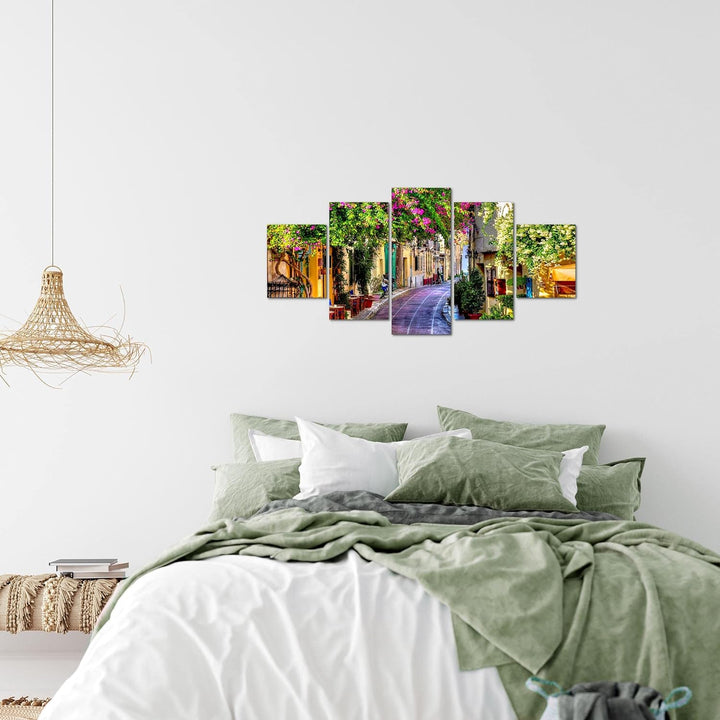 Runa Art Wandbilder Toskana Italien 5 Teilig Bild auf Vlies Leinwand Deko Wohnzimmer Schlafzimmer Na