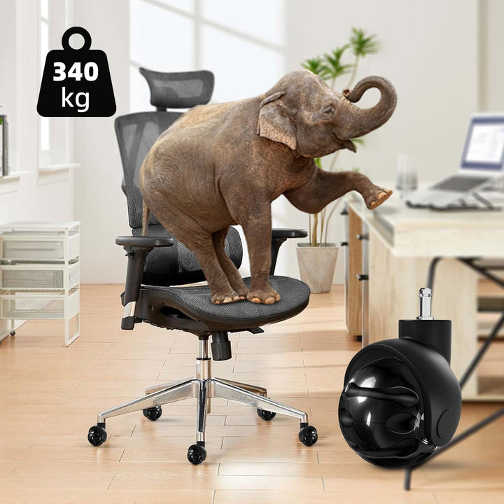 Sytopia Bürostuhl Rollen 5er Set in Schwarz, Rollen für Bürostühle 11 x 22 mm für Teppichböden, Hart