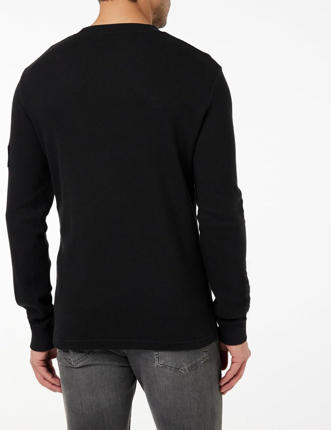 Calvin Klein Jeans Herren Langarmshirt Badge Waffle LS Tee Basic L Black (Ck Black), L Black (Ck Bla