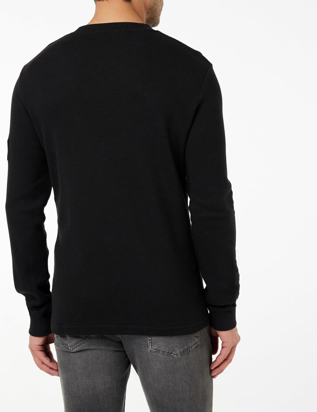 Calvin Klein Jeans Herren Langarmshirt Badge Waffle LS Tee Basic L Black (Ck Black), L Black (Ck Bla