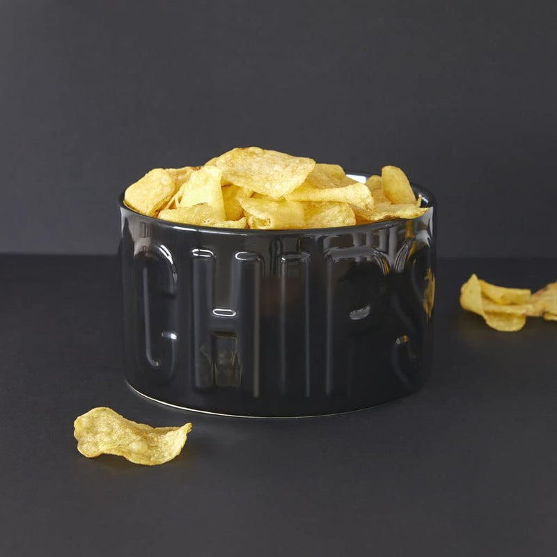 balvi Snackschale Chips Farbe Schwarz Die originelle und stilvolle Schale Fassungsvermögen 1 l Keram