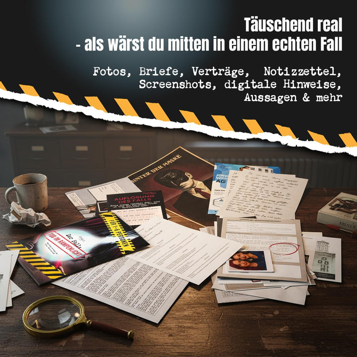 Krimispiel „Der Fall: Tod im Rampenlicht“ – Mordfall lösen & Beweise analysieren – Ermittlerspiel mi