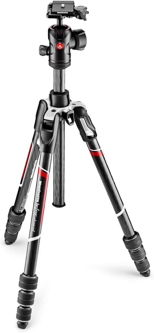 Manfrotto Befree Advanced Reisestativ aus Kohlefaser mit 494 Kugelkopf, Schwarz Stativ Drehverschlus