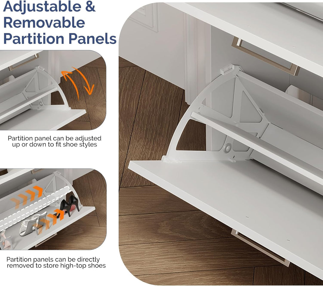 LEADZM Schuhschrank Schmal,Schuhkipper mit 2 Flip-Schubladen Schuhregal mit 1 Schubladen für den Ein