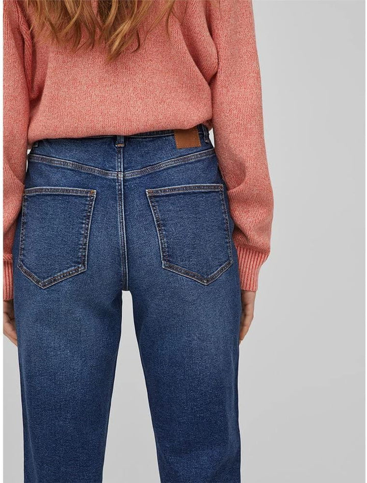 Vila Damen Vinaomi Jo Dbd Hw Mom Noos Jeans 34W / 32L Dark Blue Denim, 34W / 32L Dark Blue Denim