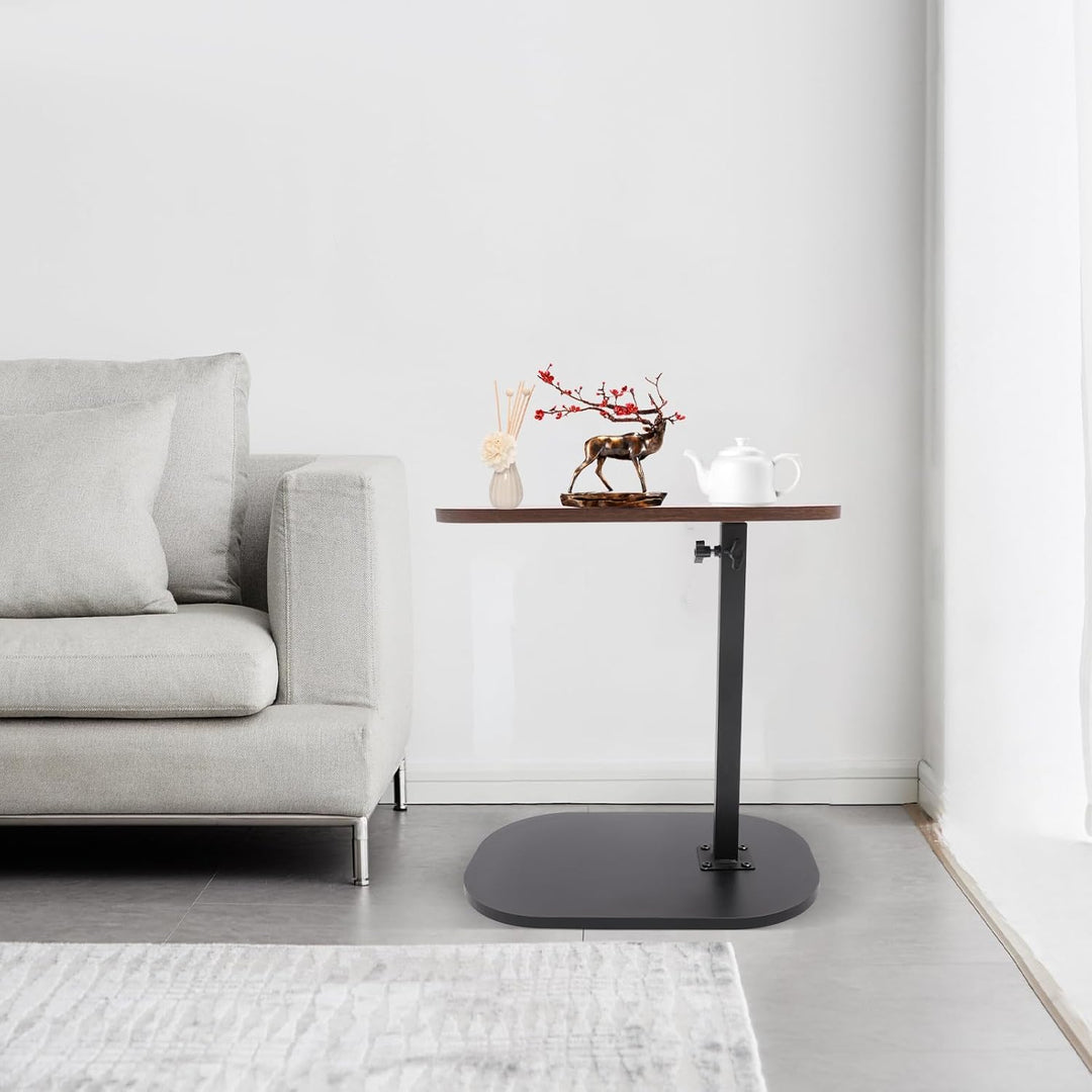 C-förmiger Beistelltisch höhenverstellbar 45–80cm, drehbare & neigbare Tischplatte, Sofatisch Nachtt