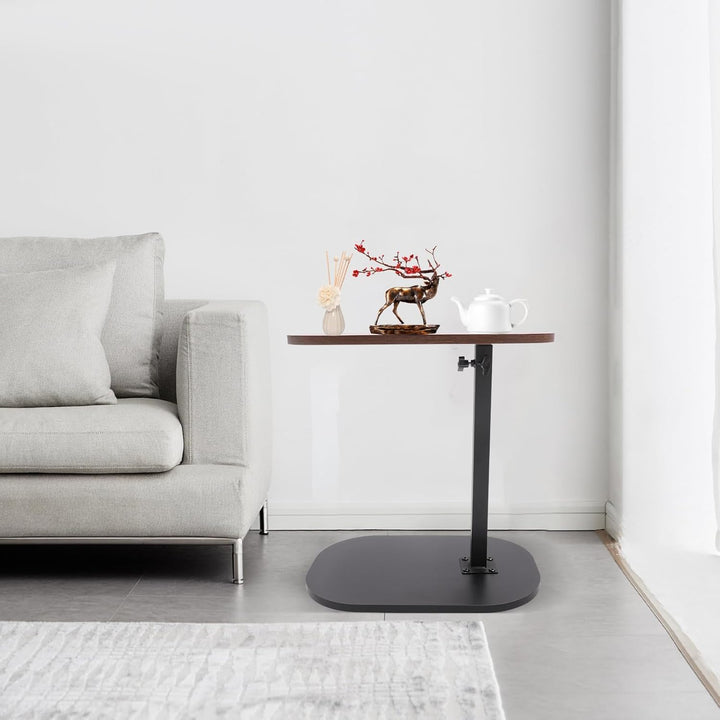 C-förmiger Beistelltisch höhenverstellbar 45–80cm, drehbare & neigbare Tischplatte, Sofatisch Nachtt
