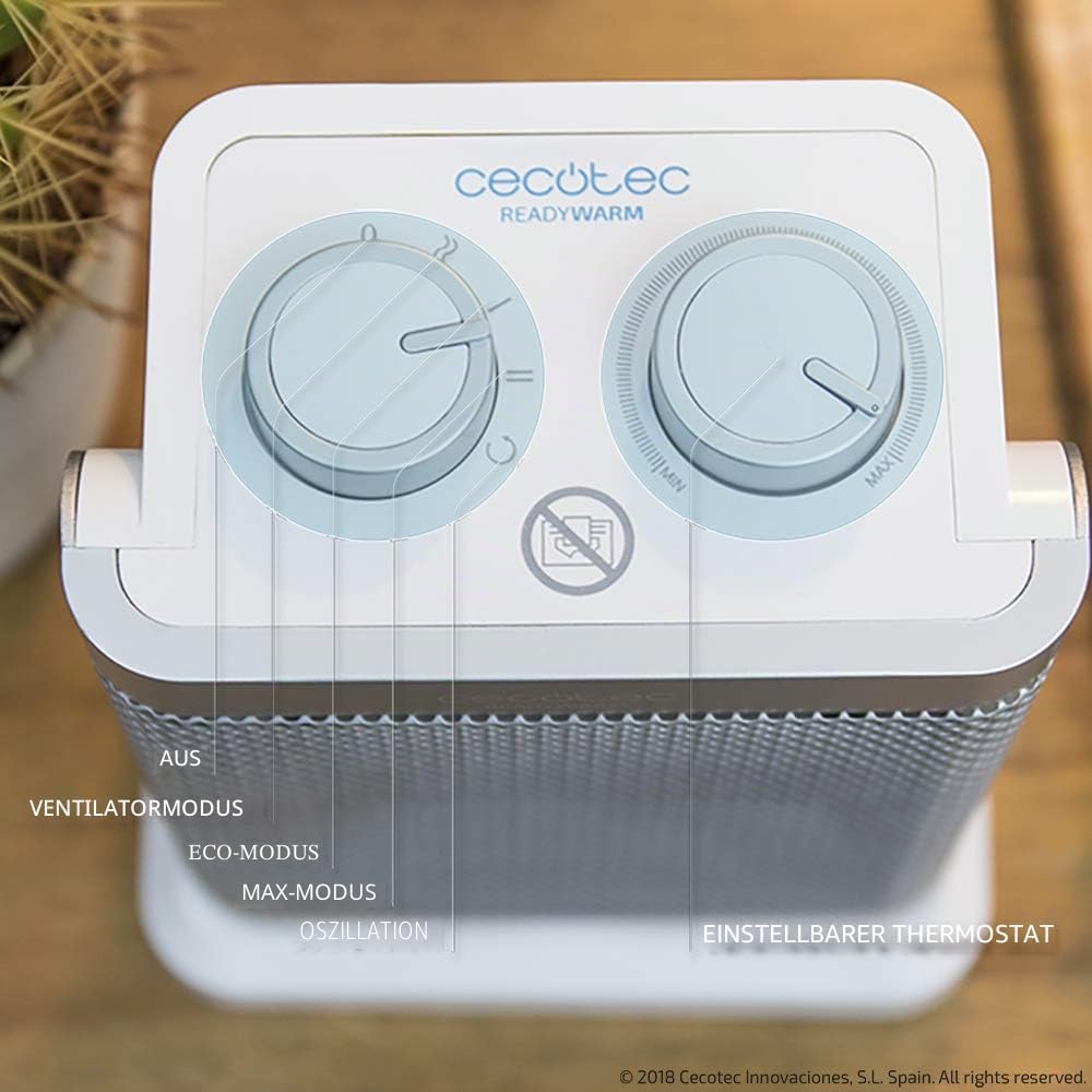 Cecotec Keramikheizung Ready Warm 6100 Ceramic Rotate. 1500 W, Keramisches Heizgerät mit Oszillation
