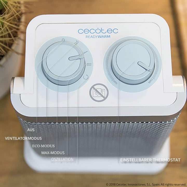 Cecotec Keramikheizung Ready Warm 6100 Ceramic Rotate. 1500 W, Keramisches Heizgerät mit Oszillation