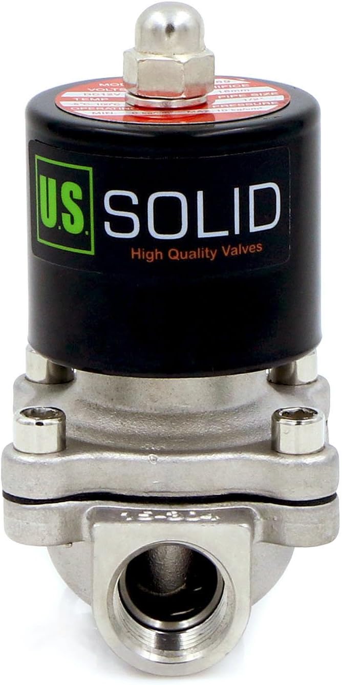 U.S. Solid 1/2" G 12V DC Edelstahl Magnetventil Direktgesteuert für Wasser Luft Gas Öl NC Stainless