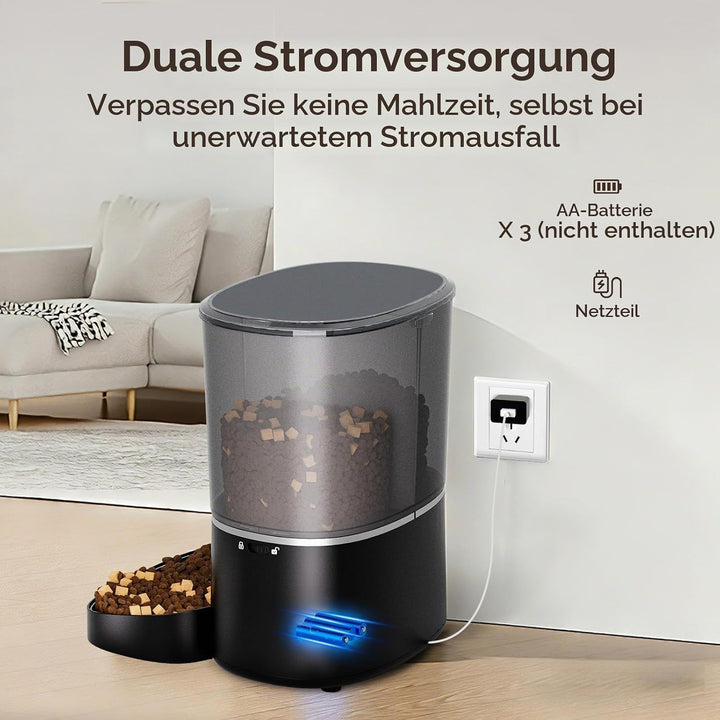 Futterautomat Katze, 2 Näpfe Katzenfutter automat mit APP, 7L Futterspender Katze, 5G WiFi Trockenfu