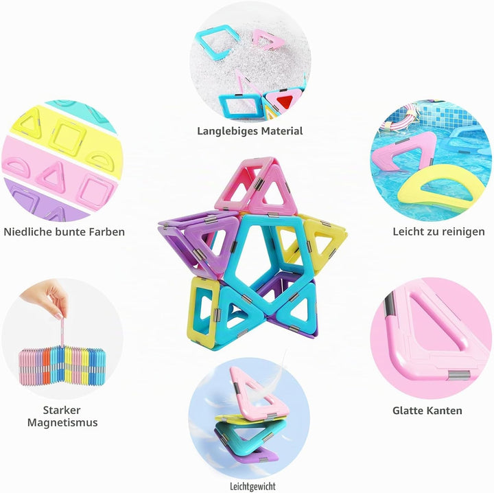 Magblock Magnetische Bausteine 52 Teiles Konstruktion Bauen Blöcke Kinder Pädagogisches Magnetspielz