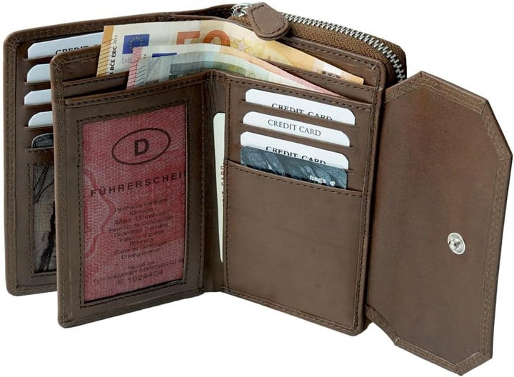 orso Bruno original Damen Geldbörse braun gross Leder Geldbeutel mittelgross braun Damengeldbörse vi