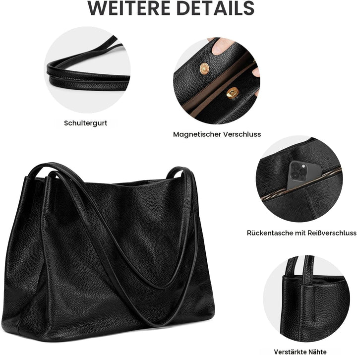 Kattee Damen Tragetaschen aus weichem Echtleder lässige Schulter Hobo Geldbörsen und Handtaschen mit