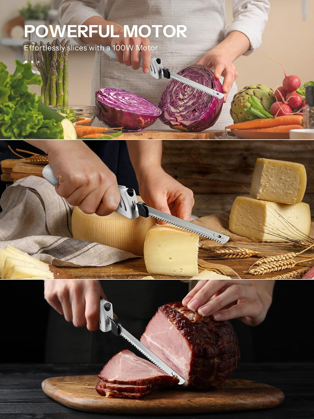 Reemix Elektromesser Küche Elektrisches Messer für Fleisch Küchenmesser Elektrisch für Brot, nutzbar