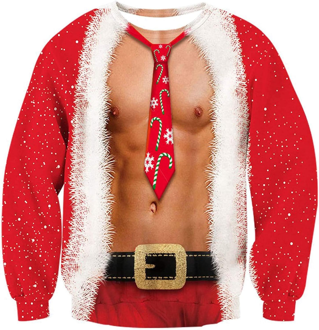 ALISISTER Hässliche Weihnachtpullover 3D Gedruckt Weihnachten Jumper Sweatshirt Langarm Ugly Christm