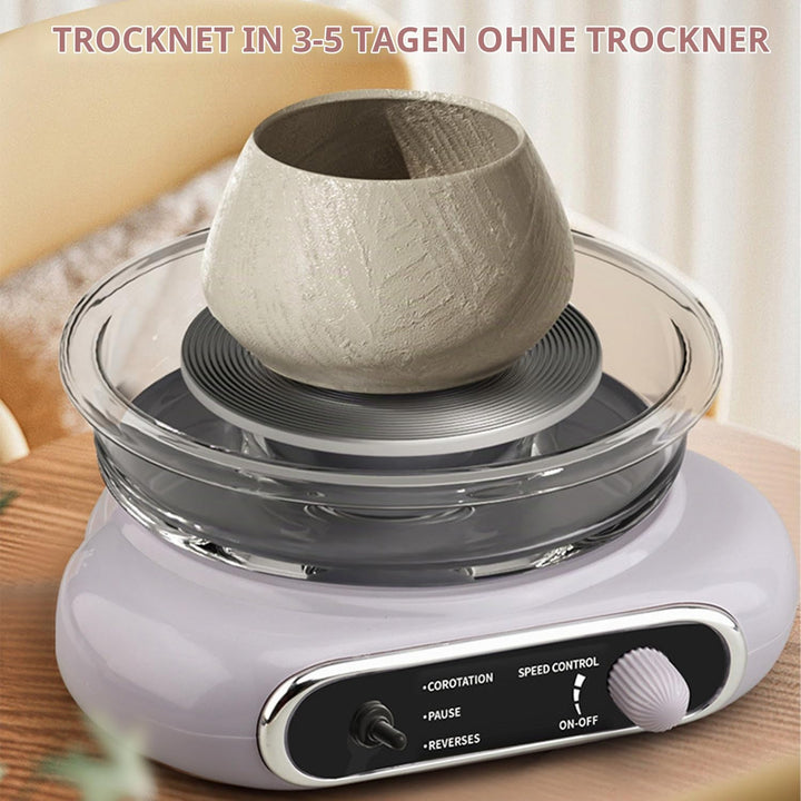 töpferscheibe elektrisch, 200R/min Mini-Töpferscheibe, 12cm Drehteller Tonmaschine mit 8 Stück Bildh