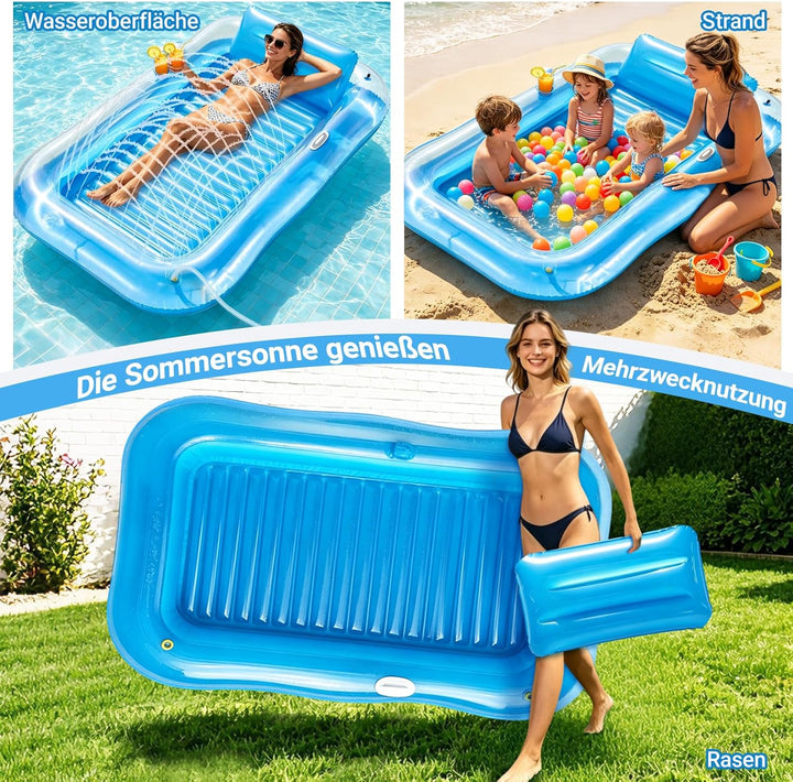 Aufblasbare Tanning Pool, Aufblasbarer Luftmatratze Pool Erwachsene, Aufblasbares Sonnenpool mit Kis