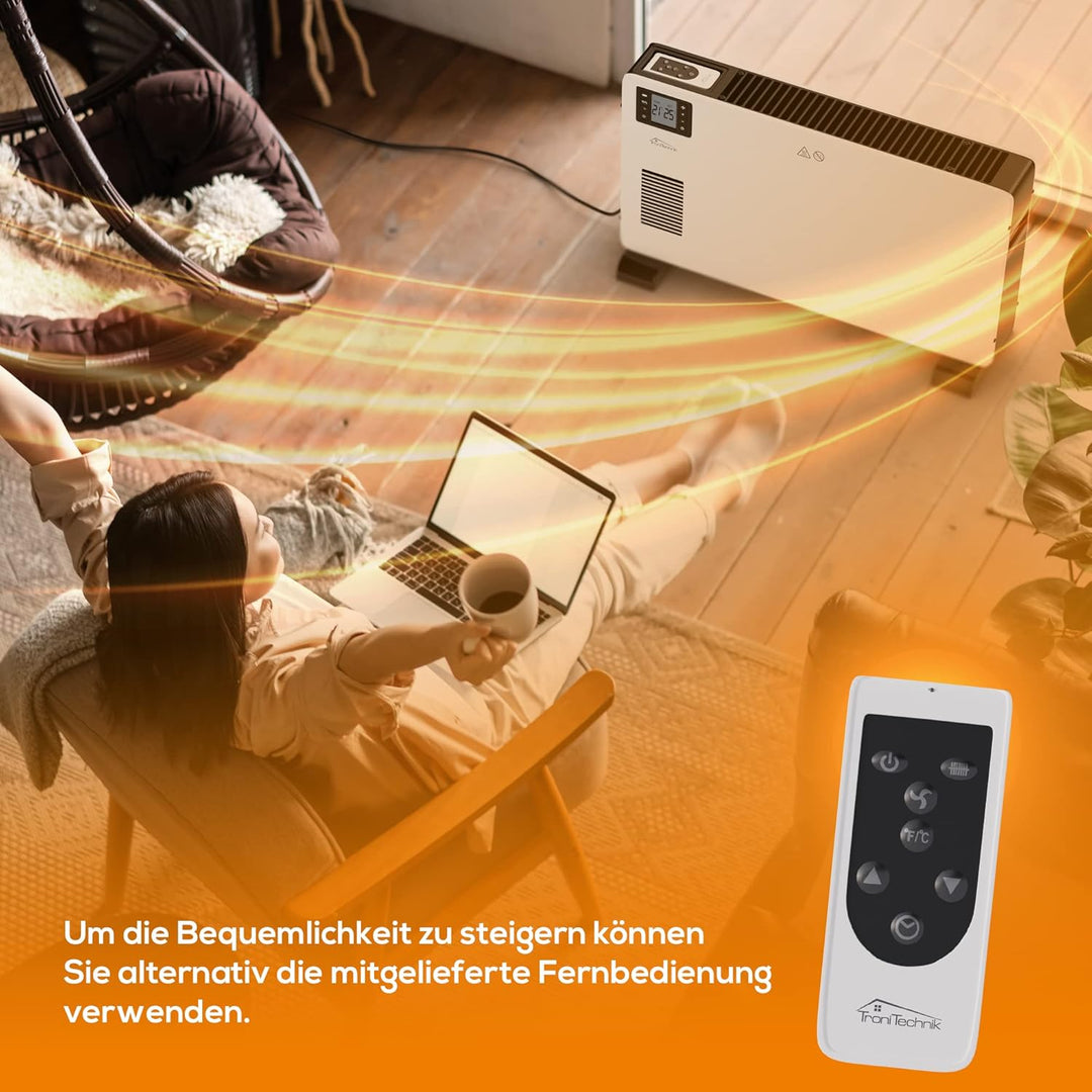Tronitechnik® Elektroheizer Konvektor-Heizung mit 3 Heizstufen 1000/1300/2300 Watt, Elektroheizung m