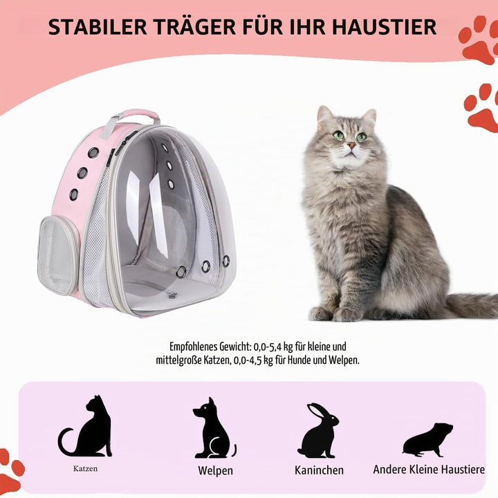 Erweiterbar Katzenrucksack Hunderucksack, Vorderrucksack für Katzen und Kleine Hunde, mit transparen