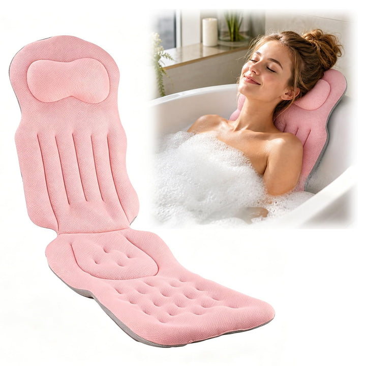 Badewannenkissen Ganzkörper 134×41 cm, Dickes Luxus-Badekissen mit Kopfstütze &amp; Lendenstütze, Schnel
