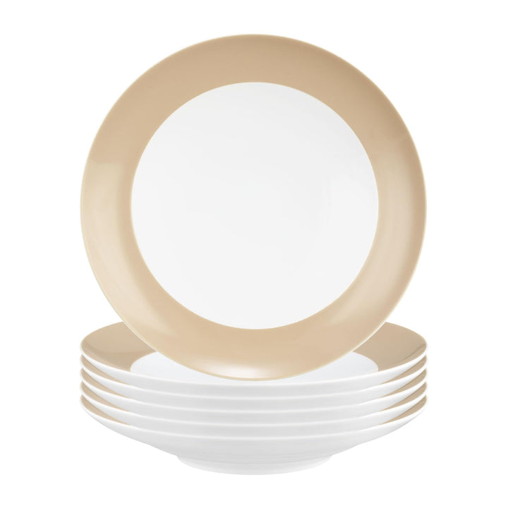 Seltmann Weiden Liberty Pure Colors Dusty Beige Suppenteller 6er Set, 24 cm, Tiefe Teller mit farbig