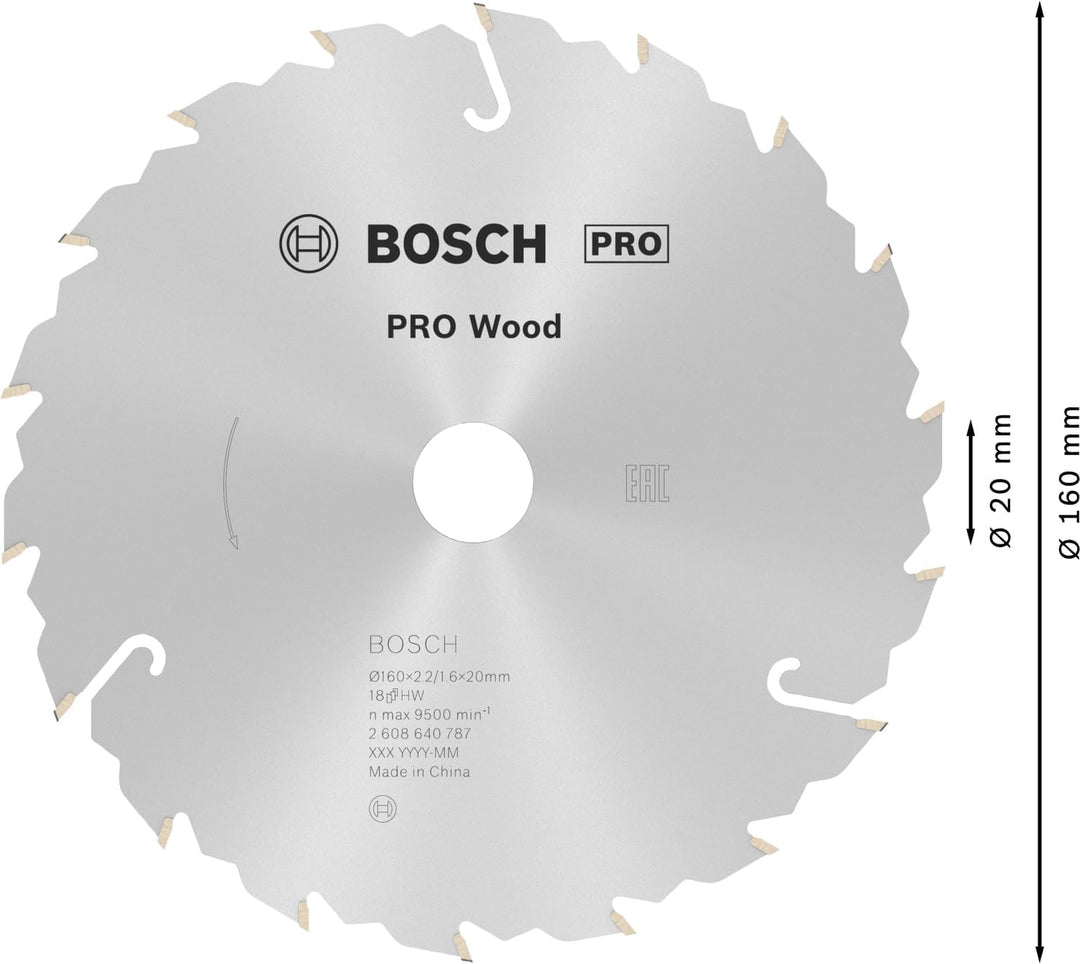 Bosch 1x PRO Wood Kreissägeblatt für Akku-Handkreissägen (für Weichholz, Hartholz, Ø mm, Professiona