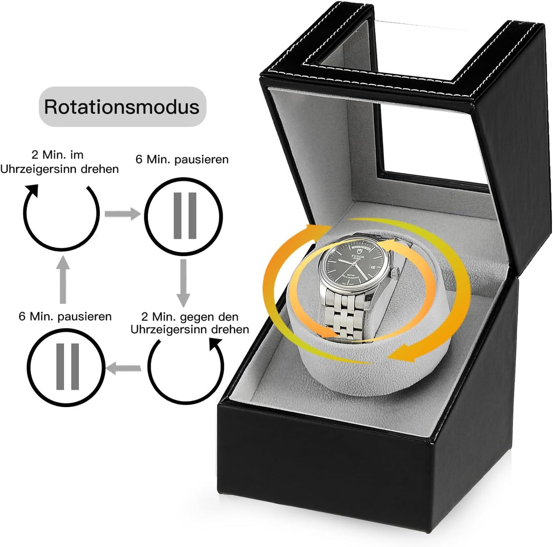 LINGFANSTORE Automatische Uhrenbeweger Box,luxuriöser Single Uhrenbeweger,Uhrengehäuse mit leisem Ma