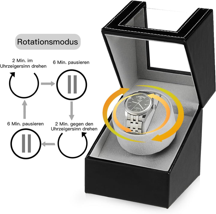 LINGFANSTORE Automatische Uhrenbeweger Box,luxuriöser Single Uhrenbeweger,Uhrengehäuse mit leisem Ma