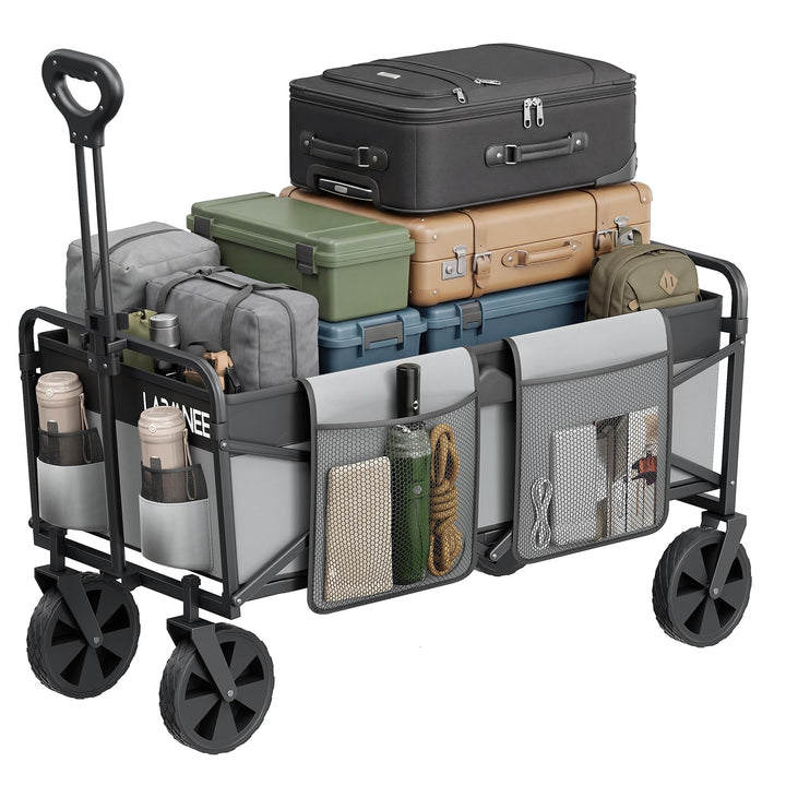 LARMNEE Faltbarer Handwagen, Gartenwagen, tragbarer Campingwagen mit verstellbarem Griff und 4 verst