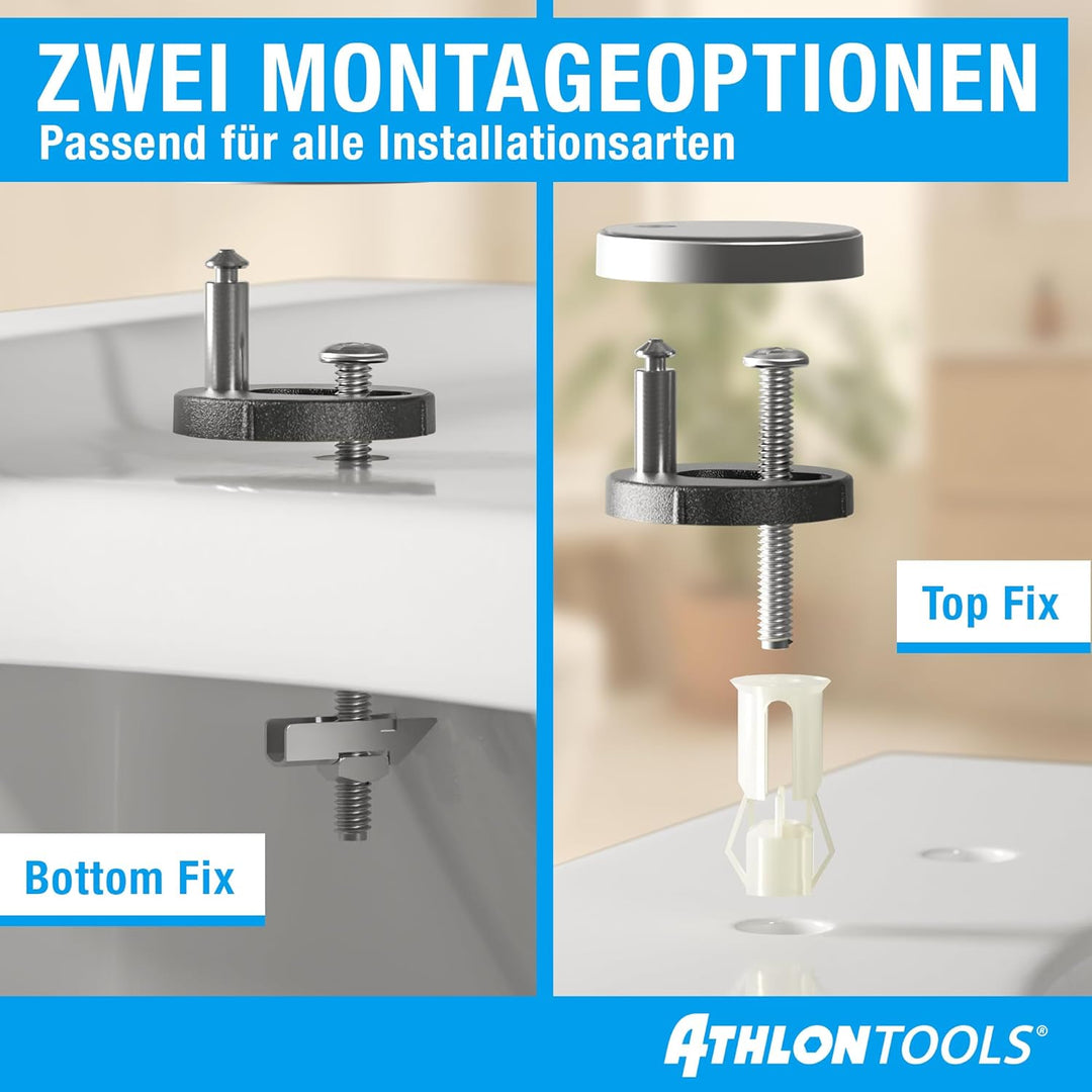ATHLON TOOLS Toilettendeckel mit Absenkautomatik O-Form – Duroplast WC Sitz, Soft-Close & Quick-Rele