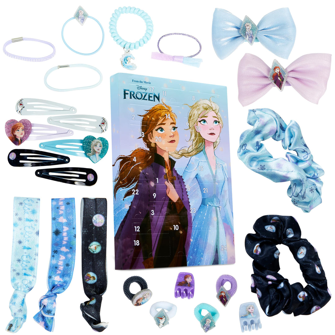 Disney Frozen Adventskalender 2024, Haarschmuck & Accessoires für Mädchen (Blau/Lila), Blau/Lila