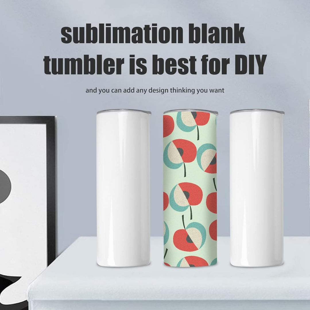 HADIIH Sublimations Becher 20 Schlank Gerade,Edelstahl Sublimation Rohlinge Skinny Tumbler,Mit Decke