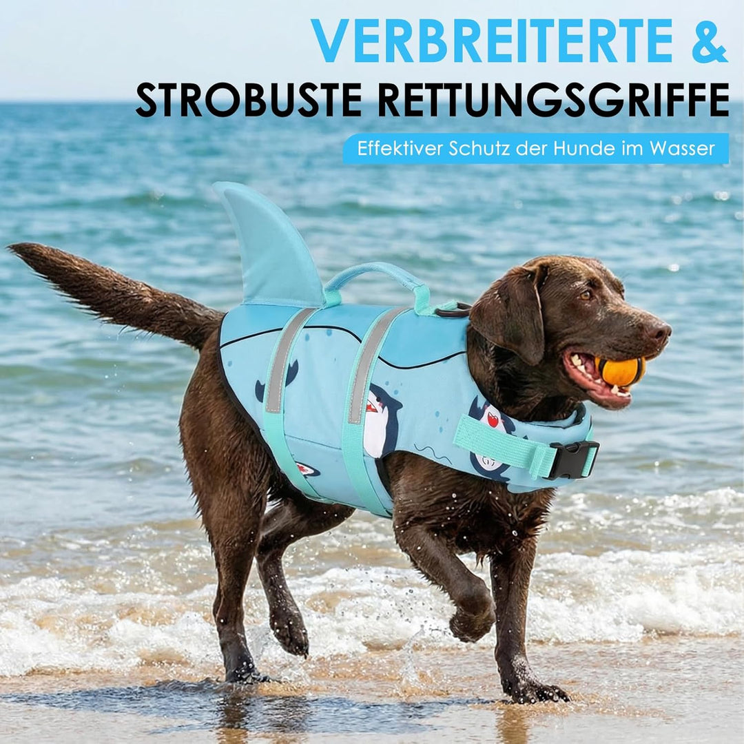 AOFITEE Schwimmweste Hund XS, Verstellbar Hundeschwimmweste Hai, Hoher Auftrieb Klein Hunde Schwimmw