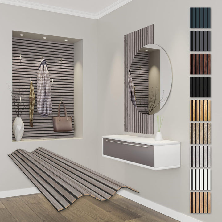 HEXIM Akustikpaneele 118x60cm Holz Comfort - flexible Holzpaneele Platten Lamellenwand MDF Wandpanee