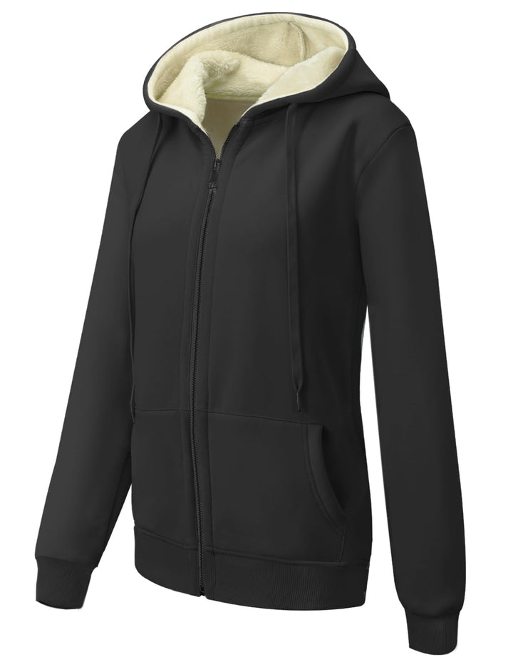 MOVE BEYOND Sweatjacke Damen mit Kapuze Zipper Hoodie Fleecejacke Gefüttert Warme Winterjacke mit Re