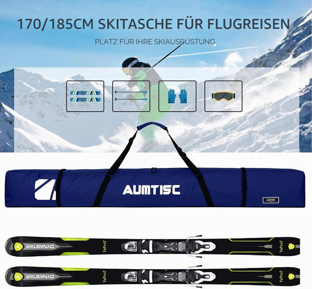 AUMTISC Skitasche Skisack Gepolstert Snowboardtasche Zum Transport Von Skiausrüstungstasche Mit vers