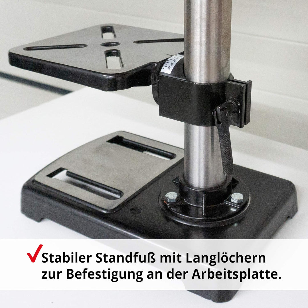 Hecht Standbohrmaschine, Säulenbohrmaschine mit starken 550 Watt – 9-stufige Dreh-zahlregelung, dreh
